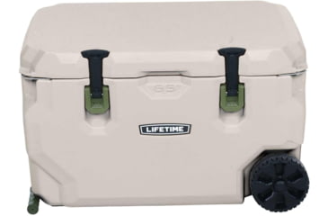 Image of Lifetime Products 65 Quart High Performance Cooler w/ Wheels, Pumice/Green, 91179