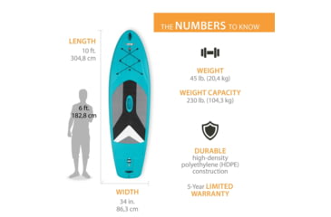 Image of Lifetime Products Horizon 100 Stand-Up Paddleboard w/Paddle, Teal, 90715