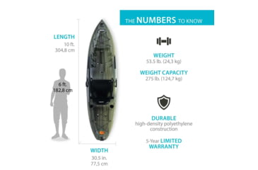 Image of Lifetime Products Kenai Pro Angler 100 Fishing Kayak w/Paddle, Moss Fusion, 91149