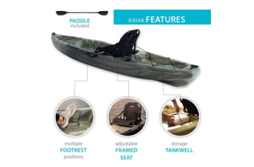 Image of Lifetime Products Kenai Pro Angler 100 Fishing Kayak w/Paddle, Moss Fusion, 91149