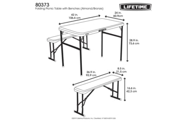 Image of Lifetime Products Folding Picnic Table with Benches
