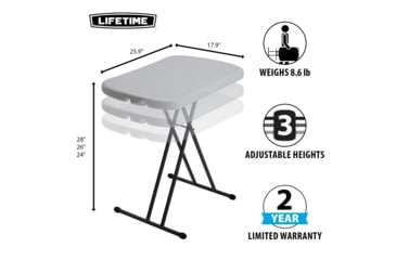 Image of Lifetime Products Light Commercial 26-Inch Personal Table, White, 80251