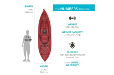 Image of Lifetime Products Tamarack 100 Sit-On-Top Kayak w/Paddle, Red, 90486