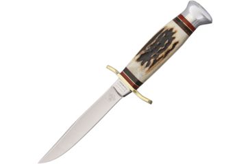 Image of Linder Farmer Carbon Steel Fixed Blade Knife, 3.5in, Carbon Steel, Stag Handle LD145309