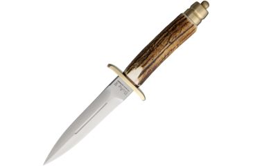 Image of Linder Fixed Blade Knife, 5in, 440 Stainless Steel, Standard Edge, Double Edge Dagger, Satin, Stag Handle LD213013