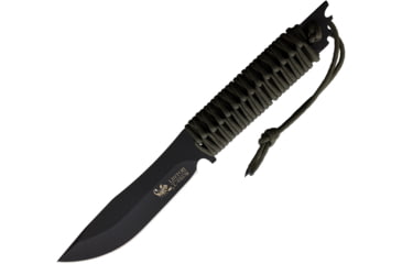 Image of Linton Cutlery 12.5in Cord Wrapped Black Coated Knife, 12.5in Overall, 6.25in Black Powder Coated Stainless Blade, OD Green Cord Wrapped Handle, No Sheath, L97057B