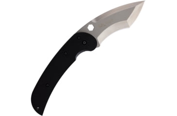 Image of Linton Cutlery Large Tactical Curved Folding Knife, 6.5in Closed, 4.5in Matte Stainless Curved Blade, Black Textured G10 Handle, L92016124