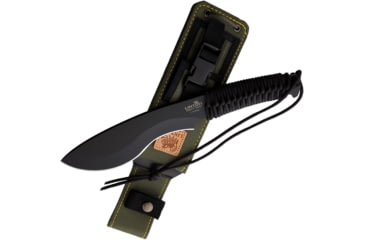 Image of Linton Cutlery 13.5in Cord Wrapped Machete, 13.5in Overall, 7.5in Black Powder Coated Stainless Blade, Black Cord Wrapped Handle, Nylon Sheath, L101062B