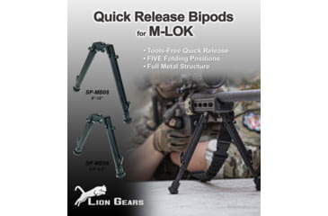 Image of Lion Gears Scout-Pod MB06 Quick Release 5-Position Bipod, M-Lok, Black, Short, SP-MB06