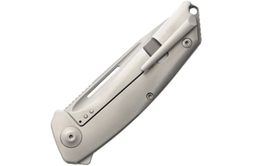 Image of Liong Mah Designs Endevour Bling Framelock Folding Knife, 3.75in Satin Cpm S35Vn SS Drop Point, Gray Matte Finish Titanium Handle, Pocket Clip, Black Nylon Case, ENDEVOUR BLING