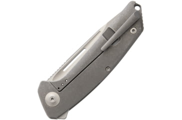 Image of Liong Mah Designs Endevour Folding Knife, 3.75in Satin Cpm S35Vn SS Drop Point, Gray Stonewash Titanium Handle, Pocket Clip, Black Nylon Case, ENDEVOUR STONEWASH