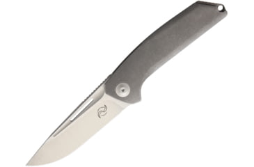 Image of Liong Mah Designs Endevour Folding Knife, 3.75in Satin Cpm S35Vn SS Drop Point, Gray Stonewash Titanium Handle, Pocket Clip, Black Nylon Case, ENDEVOUR STONEWASH