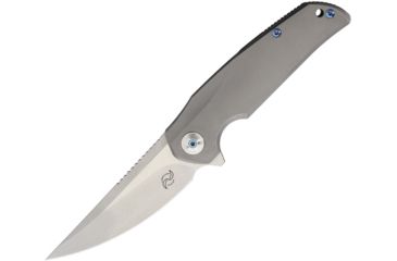 Image of Liong Mah Designs Tempest Framelock Folding Knife,3.75in,S35VN Steel,Standard Edge,Stonewash and Satin,Gray,Titanium Handle LMDT2