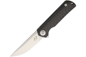 Image of Liong Mah Designs Warrior One Framelock CF Folding Knife,3.5in,S35VN Steel,Standard Edge,Stonewash,Carbon Fiber Front Handle LMDW1CF
