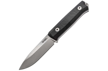 Image of Lionsteel Bushcraft B40 Fixed Blade Knife, 8.88in Overall, 3.88in Stonewash Sleipner Tool Steel Blade, Black G10 Handle, Back Flat Tang Can Be Used For Fire Starting, Brown Leather, Black, B40 GBK