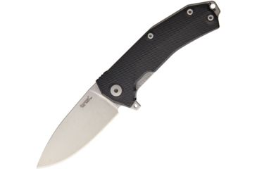Image of Lionsteel KUR Linerlock Black Folding Knife,3.375in,Standard Edge,Drop Point,Stonewash,Black,G10 Handle LSTKURBK