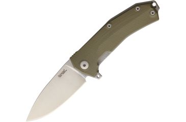 Image of Lionsteel KUR Linerlock Green Folding Knife,3.375in,Standard Edge,Drop Point,Stonewash,Green,G10 Handle LSTKURGR