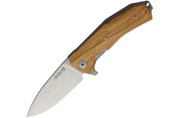 Image of Lionsteel KUR Linerlock Olive Wood Folding Knife, 3.5in Stonewash Sleipner Tool Steel Drop Point, Olive Wood Handle, KUR UL