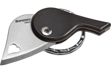 Image of Lionsteel LionBeat Heart Ebony Wood Folding Knife,1.125in,440 Stainless Steel,Standard Edge,Brushed,Black, Handle LSTLBEB