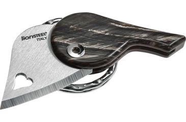 Image of Lionsteel LionBeat Heart Horn Folding Knife,1.125in,440 Stainless Steel,Standard Edge,Brushed,Black, Handle LSTLBCO