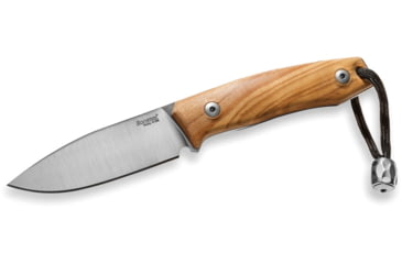 Image of Lionsteel M1 Fixed Blade Olive Wood Knife, M1 Fixed Blade, 6.75in Overall, 3in Satin Bohler M390 SS Drop Point, Olive Wood Handle, Lanyard With Titanium Bead, Brown Leather Sheath, M1 UL