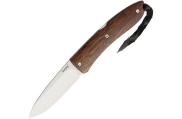 Image of Lionsteel Opera Lockback Santos Wood Folding Knife, 3in Satin D2 Tool Steel Drop Point, Santos Wood Handle, Black Leather Sleeve, 8800 ST