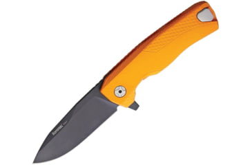 Image of Lionsteel ROK Framelock Folding Knife, 3.25in Black Bohler M390 SS Drop Point, Orange Aluminum Handle, ROK A OB