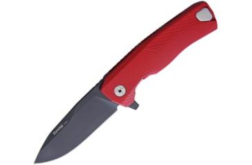 Image of Lionsteel ROK Framelock Folding Knife, 3.25in Black Bohler M390 SS Drop Point, Red Aluminum Handle, ROK A RB