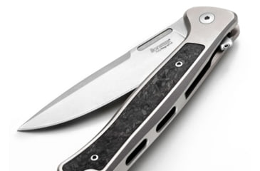 Image of Lionsteel Skinny Framelock Folding Knife by Michele Pensato, 4.5in Closed, 3.5in Stonewash CPM MagnaCut Stainless Blade, Gray Titanium Handle, SK01GY
