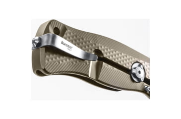 Image of Lionsteel SR11 Framelock Tiium Bronze Folding Knife, 3.75in Satin Sleipner Tool Steel Drop Point, Brown Textured Titanium Handle, Glass Breaker, Pocket Clip, Black Leather Sheath, SR11 B