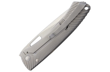 Image of Lionsteel TiSpine Framelock Gray Matte Folding Knife, 3.25in Satin M390 SS Blade, Gray Sculpted Titanium Handle, Thumb Pull, Pocket Clip, Packaged In A Plexiglass Tube, Matte Finish Handle, TS1 GM