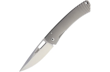 Image of Lionsteel TiSpine Framelock Gray Matte Folding Knife, 3.25in Satin M390 SS Blade, Gray Sculpted Titanium Handle, Thumb Pull, Pocket Clip, Packaged In A Plexiglass Tube, Matte Finish Handle, TS1 GM