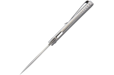 Image of Lionsteel TiSpine Framelock Gray Shiny Folding Knife, 3.25in Satin M390 SS Blade, Gray Sculpted Titanium Handle, Thumb Pull, Pocket Clip, Packaged In A Plexiglass Tube, Shiny Finish Handle, TS1 GS