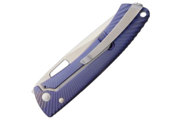 Image of Lionsteel TiSpine Framelock Matte Folding Knife, 3.25in Satin Bohler M390 SS Blade, Purple Matte Finish Titanium Handle, Thumb Pull, Pocket Clip, Packaged In A Plexiglass Tube, TS1 VM