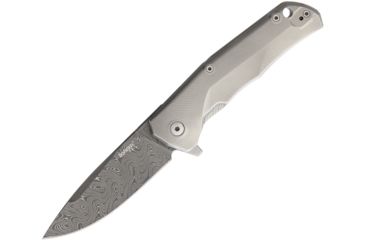 Image of Lionsteel TRE Damascus Boomerang Folding Knife,2.875in,Drop Point,Matte Gray,Titanium Handle LSTTREDBGY