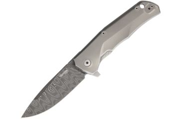 Image of Lionsteel TRE Damascus Fade Folding Knife,2.875in,Drop Point,Matte Gray,Titanium Handle LSTTREDFGY