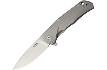 Image of Lionsteel TRE Titanium Framelock Blue Folding Knife,2.88in,Bohler M390 Steel,Drop Point,Stonewash,Matte Gray,Titanium Handle LSTTREBL