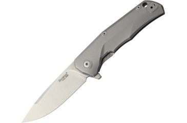 Image of Lionsteel TRE Titanium Framelock Folding Knife,2.88in,Bohler M390 Steel,Drop Point,Stonewash,Matte Gray,Titanium Handle LSTTREBR
