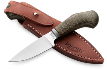 Image of Lionsteel Willy Fixed Blade Knife, 3.1in, M390 Steel, Drop Point, Micarta/Ti Handle, Green Canvas, WL1 CVG