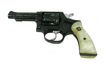 Image of Llama Deluxe-Martial Revolver, .22 Long Rifle, 4in barrel, blued finish steel frame, mother of pearl grip, revolving chamber, target sights, 6 round cylinder, LLA-DM-.22LR-4-1-FRRMPG