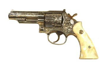 Image of Llama Deluxe-Martial Revolver, .38 Special, 4in barrel, chrome finish steel frame, mother of pearl grip, revolving chamber, target sights, 6 round cylinder, LLA-DM-.38 SP-4-1-FRRMPG