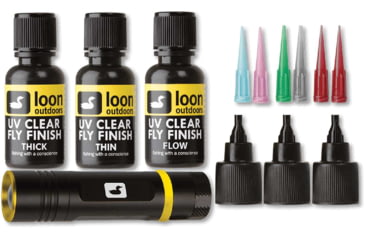 Image of Loon UV Fly Tying Kit, Incl. UV Clear Fly Finish Thick, Thin and Flow, LOUVFTK