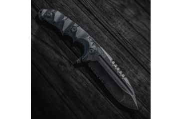 Image of LOTAR Combat Karnaff Gen 2 MilSpec Elite Fixed Blade Knives, 109mm, CPM3V, Drop Point, G10, Partially Serrated, Black, R102SWX