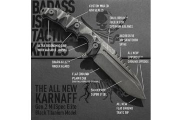 Image of LOTAR Combat Karnaff Gen 2 MilSpec Elite Fixed Blade Knives, 109mm, CPM3V, Drop Point, Plain Edge, G10, Black, R102SW