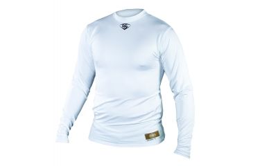 Image of Louisville Slugger Adult Slugger Compression-Fit Crew Long Sleeve Shirt,White,Small LS1515-AS-WH
