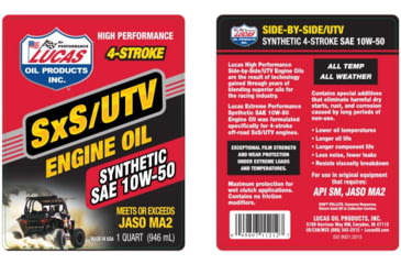 Image of Lucas Oil Synthetic SAE 10W-50 SXS Engine Oil, ATV Accessories, 11212