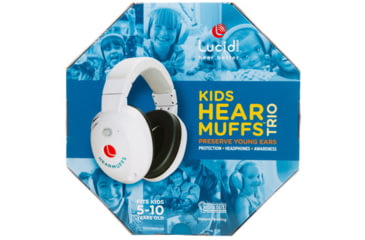 Image of Lucid Audio Kids HearMuffs Trio - Advanced Hearing Protection for Kids with Active Compression and Headphone Sound, 22dB, White, LA-KIDS-AM-WH