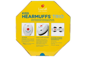 Image of Lucid Audio Kids HearMuffs Trio - Advanced Hearing Protection for Kids with Active Compression and Headphone Sound, 22dB, White, LA-KIDS-AM-WH