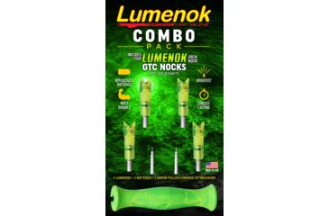 Image of Lumenok Lighted Crossbow Nock Bolt Ends Gold Tip Crescent , Combo Pack, Green GTC4G Combo