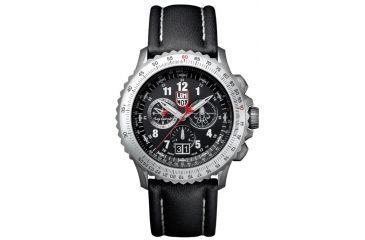 Image of Luminox F-22 Raptor 9240 Series Watch with Black Leather Strap and Titanium Bezel, Black/White, 44 mm 9241